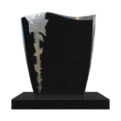 Carved Single Rose DA Memorial and Plain Base