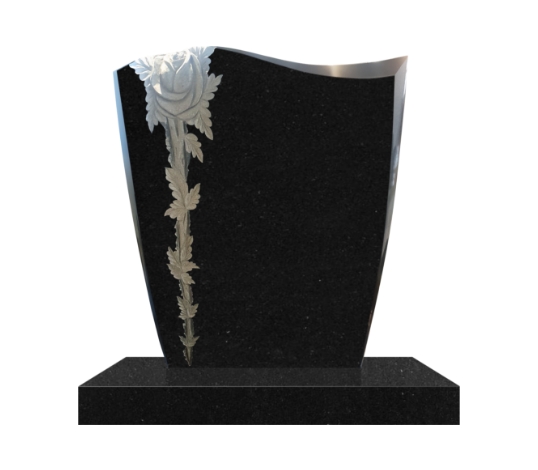 Carved Single Rose DA Memorial and Plain Base